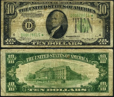 FR. 2006 D* $10 1934-A Federal Reserve Non-Mule Cleveland D-* Block Fine+ STAR - Image 1 of 3