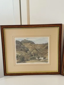 Signed Lake District Watercolour Langdale Print Landscape Framed Vintage - Picture 1 of 4