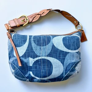 Coach Denim Jumbo Signature Hobo Shoulder Bag 12190 China - Picture 1 of 9