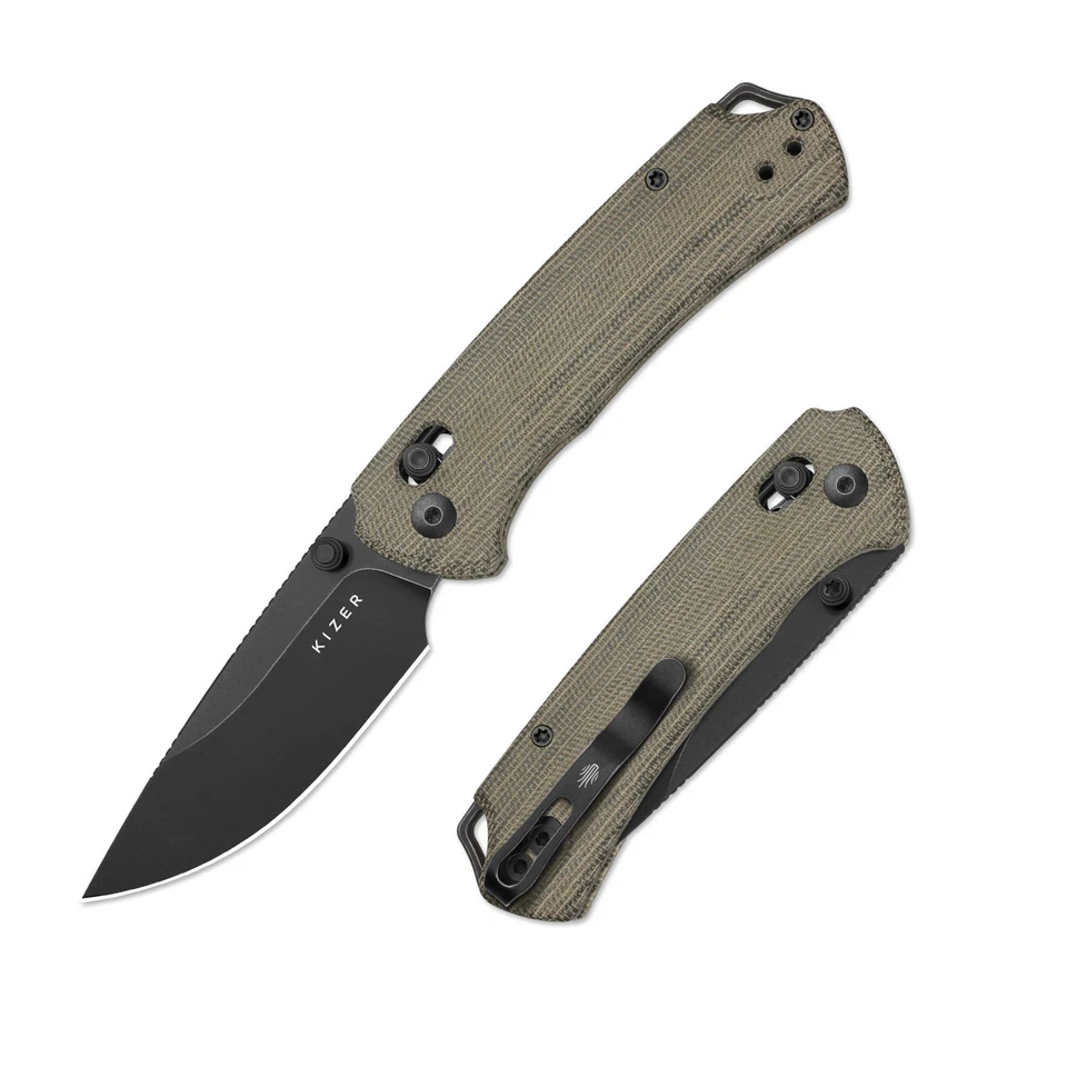 Kizer T1 CD EDC Folding Pocket Knife Nitro-V Blade Micarta Handle V3490.2CA1 - Image 1 of 4