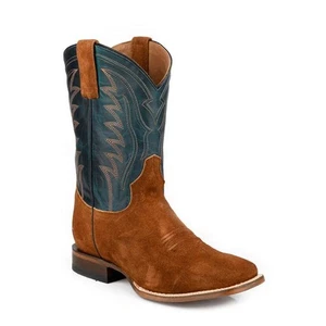 Botas de cuero Stetson Tripp para hombre hechas a mano punta cuadrada marrón - Imagen 1 de 2