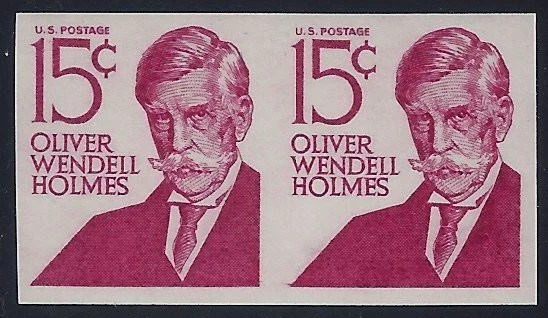 1305Ej - VF+ Imperf Error / EFO Pair Type II Cat $55 "Oliver Wendell Holmes" MNH - Image 1 of 1