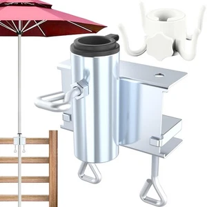 Outdoor Umbrella Clamp Bracket Adjustable Patio Umbrella Holder for Vertical - Picture 1 of 7