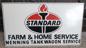 Letrero vintage estándar de aceite para granja y servicio doméstico metal porcelana esmalte 32" x 18" - Imagen 1 de 9