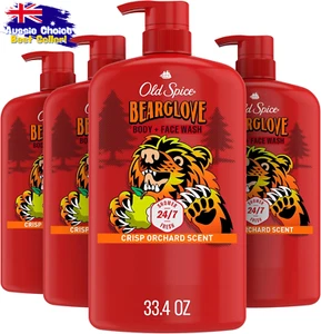 Men’s Body Wash 4x Bearglove 3X Defense 987ml Long-Lasting Lather Shower Fresh - Picture 1 of 12