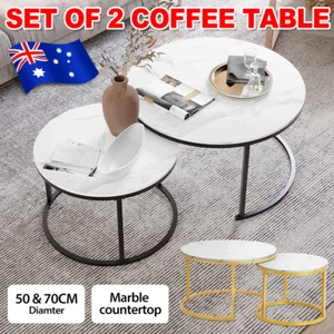 Set of 2 Coffee Table Industrial Nesting Centre Accent Table Room Apartment Desk - Picture 1 of 14