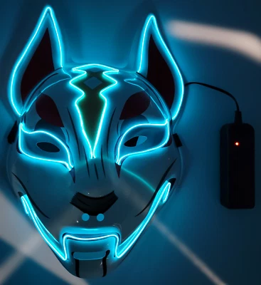 Halloween Clubbing Light Up Kitsune Fox LED Mask Costume Rave Cosplay EDC Party - Image 1 of 4