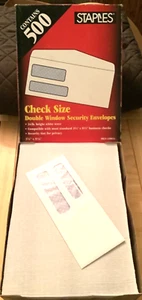 438614#8 5/8-Inch Check-Size Double Window Security-Tint Gummed Envelopes 500/Bx - Picture 1 of 2