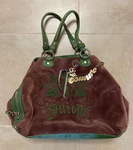 Juicy Couture Bag, Rare Velvet Shoulder Bag, Vintage Y2K, brown/green - Picture 1 of 13