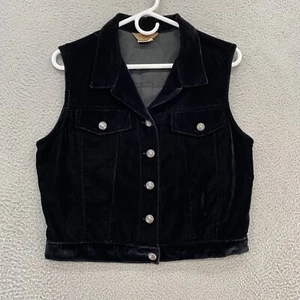 Vintage Roper Velvet Vest Womens Medium Made in USA Western Cowgirl Rodeo Black - Picture 1 of 11
