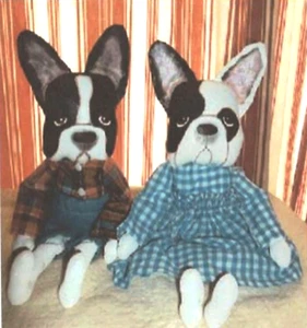 Buy 2 Get the 3rd FREE, PATTERN, Primitive Folk Art Doll, French Bull Dog Doll - Picture 1 of 2