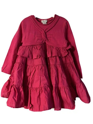 Eliane et Lena Paris Red Multi Ruffle Dress girl Size 2 A New - Image 1 of 4