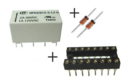 1 relé biestable 2 bobinas 2xUM 2 cambiadores 2A 12V 9-24V + base + casquillo - Imagen 1 de 2
