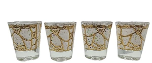Starlyte Shot Glasses Gold White Mid Century Modern 4 Glass Set - Picture 1 of 7
