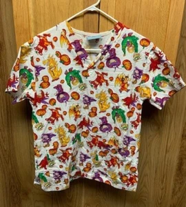 Working Scrubs women’s white Halloween print scrub top / size S - Picture 1 of 5