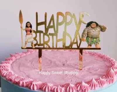 NUEVO Acrílico Moana Feliz Cumpleaños Pastel Topper Foto 1 de 3