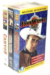 John Wayne Western Adventure 3 Video Collector's Set Triple Feature VHS Sealed - Picture 1 of 3