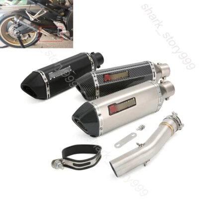 For Yamaha FZ1 2006-2015 Motorcycle Exhaust Mid Pipe Slip On 51mm Muffler Escape - Image 1 of 4