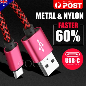 2x Fast Charging USB Type C Data Power Cable For Samsung OPPO Google SONY Moto - Picture 1 of 13