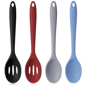 4X Kitchen Silicone Utensils Set-Non Stick Cooking Serving Solid Slotted Spoons - Picture 1 of 8