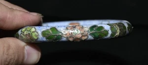3" Old Chinese Copper Cloisonne Flower Round Shape Woman Jewelry Bracelet - Picture 1 of 8