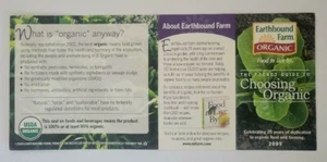 EARTHBOUND FARMS Pocket Guide to Choosing Organic Folds in 4ths Approx. 8"x3 1/2 - Picture 1 of 1