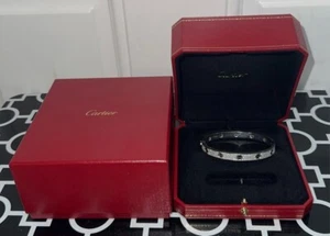 Cartier Bracelet Diamond Paved Ceramic Size 19 - Picture 1 of 8