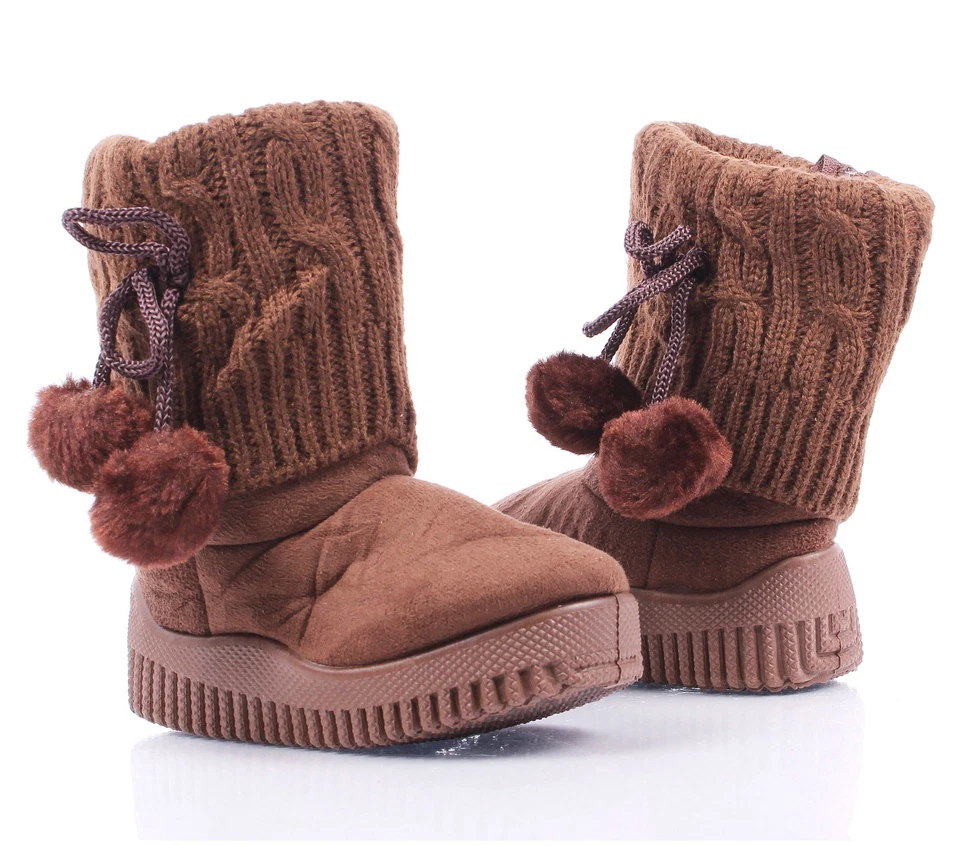 Милый искусственной замши Pom Pom повседневный ботинок детей ясельного возраста Kids девочек зимние ботинки без коробки - Изображение 1 из 1