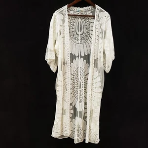 Rebellion Womens Lace Sheer Festival Cardigan Size M Fairy Mesh Hippie Gypsy - Picture 1 of 10