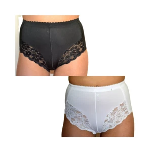 2 PACK LACE TUMMY TUCK & BUM LIFT TUMMY CONTROL SLIMMING SHAPEWEAR PANTS 12-26UK - Picture 1 of 5