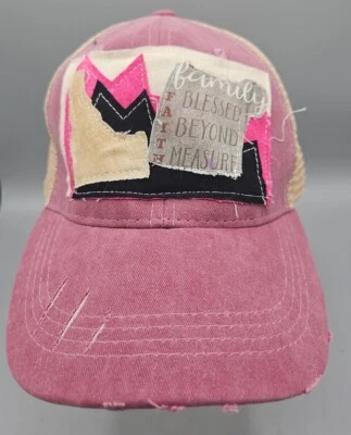 Idaho Mountains Distressed Maroon Trucker Hat Cap Blessed Beyond Measure - Image 1 of 4