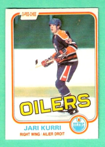 (1) JARI KURRI  1981-82 O-PEE-CHEE # 107 OILERS  ROOKIE EX-MT CARD (F5600)