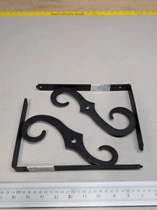 X2 Hillman Antique Orn Shelf Bracket Black 10" x 7" 852002 - Picture 1 of 5