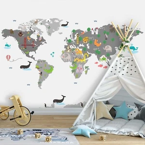 Mural Papel Pintado Dormitorio Niño 144x100 Pulgadas Mundo Guardería Papel Pared Decoración Unisex - Imagen 1 de 8