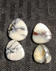 4-Natural 34ct Variscite Turquoise White Cabochon Pear Loose Gemstone Pretty - Picture 1 of 7