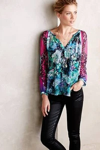 NEW Anthropologie Femina Peasant Blouse by KAS New York Size S - Picture 1 of 3