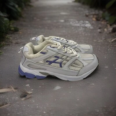 Curves fitness toning Sneakers US 8.5 W Wide Leather Shoe White Purple run small - Image 1 of 4