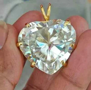 4.00Ct Heart Lab Created Diamond Solitaire Pendant Necklace 14k Yellow Gold Over - Picture 1 of 5
