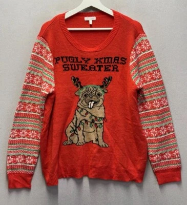 Suéteres de Autoestima Navidad Rojo Pugly Navidad Suéter Mujer’s Talla Grande 3X Foto 1 de 4