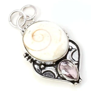 Shiva Eye Gemstone 925 Sterling Silver Handmade Jewelry pendant 2.5" - Picture 1 of 5
