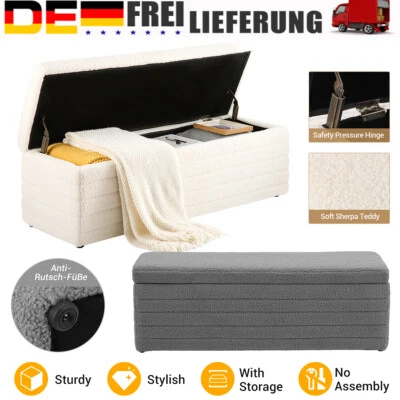 Aufbewahrungshocker Moderne Schlafzimmerbank Aufbewahrungsbox Teddyfell Fußbank  - Bild 1 von 4