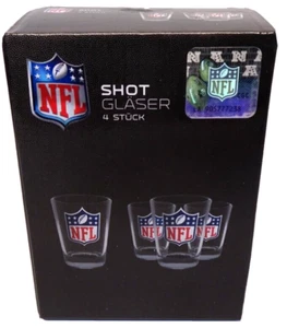 NFL Football Shotgläser Schnapsgläser Set 4 St. Stamperl NFL Logo 4cl NEU & OVP - Bild 1 von 4