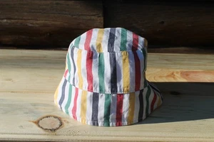 Hudson Bay Company Baby Bucket Hat With Strap 6-12m HBC Stripes 100 Cotton - Picture 1 of 6