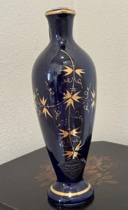 Vintage Cobalt Blue Porcelain Decanter Jug Vase Gold Gilt Italy Prugnac Bottle - Picture 1 of 23
