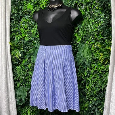 Vestido City Chic 14 Negro Corpiño Azul Blanco Rayas Falda Ajuste Acampanado Cóctel 3046 Foto 1 de 4