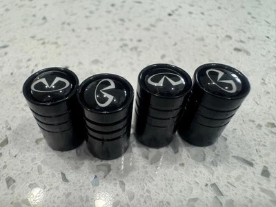 Tapas de vástago de válvula de neumático de rueda de automóvil de metal para Infiniti Q50 FX35 FX37 negras 4 piezas  Foto 1 de 2