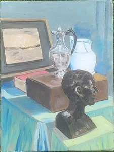 Arte Moderno Original Bodegón Pintura al Óleo sobre Lienzo Tags Estilo Hansson 40x30cm - Imagen 1 de 24