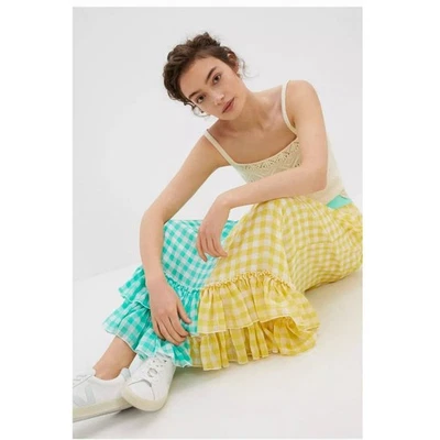 New Anthropologie Eva Franco Lynsey Gingham Maxi Skirt $168  SMALL - Image 1 of 4