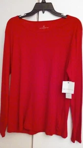 Liz Claiborne knallrotes Langarmshirt Damen XL Größe Neu mit Etikett - Bild 1 von 2