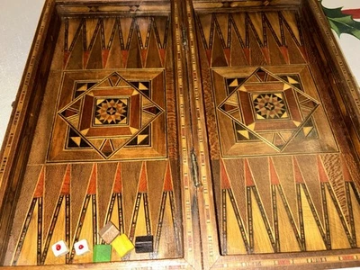 Backgammon Board and Chess Set from Lebanon Finely Handcrafted Mosaic 13”x13” - Image 1 of 4